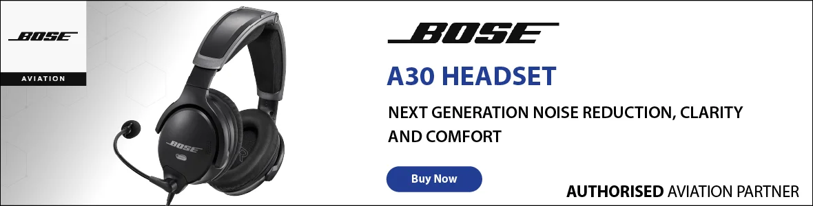 Bose A30 aviation headset banner.